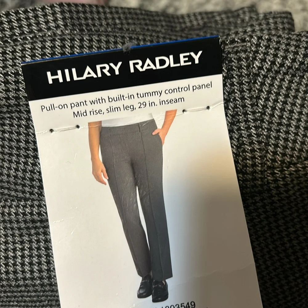 Hilary Radley Gray Houndstooth Pull-On Pants size L NWT